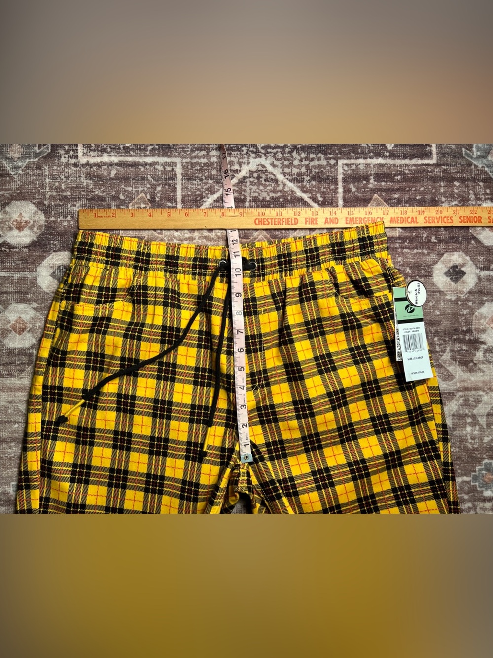 Drill Clothing Co. Fresh Prints of Bel-Air Stretch Twill Yellow Plaid Shorts|XL - Picture 3 of 14
